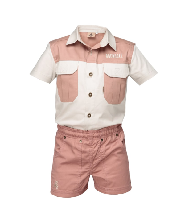 Boerboel Wear Kids Set Stone & Blush Pink set front view