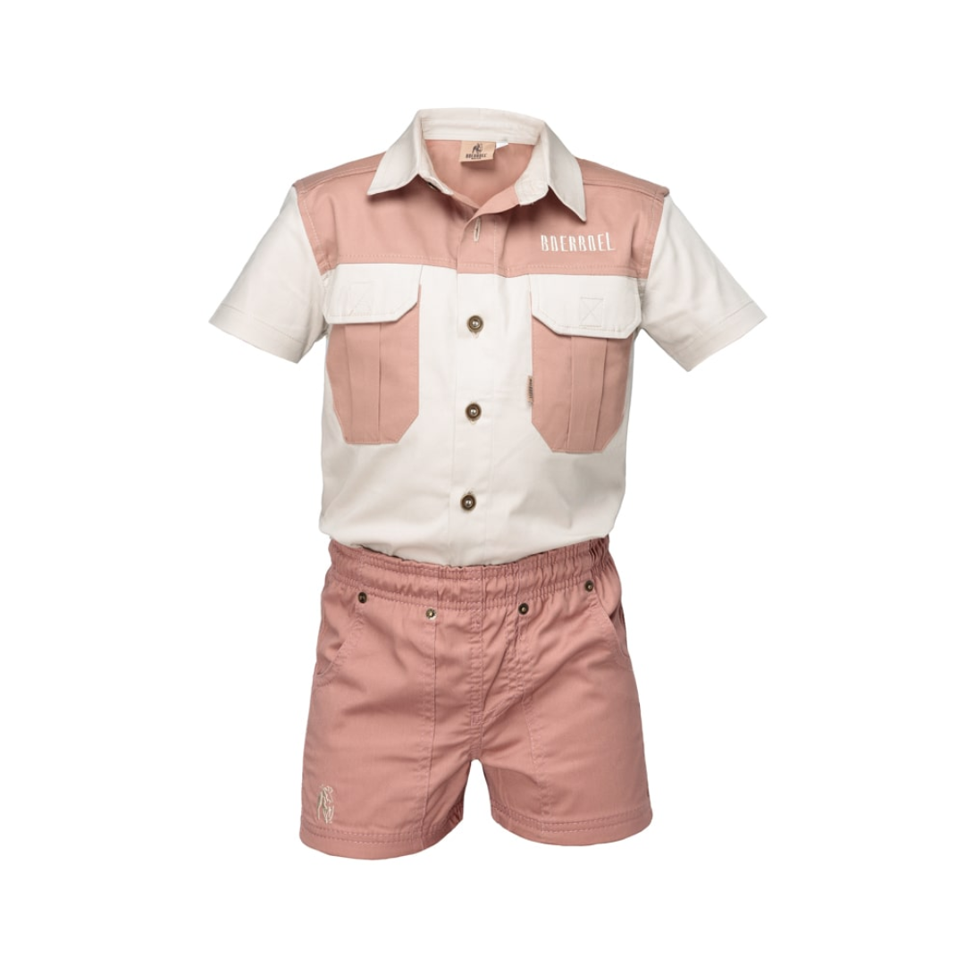 Boerboel Wear Kids Set Stone & Blush Pink set front view