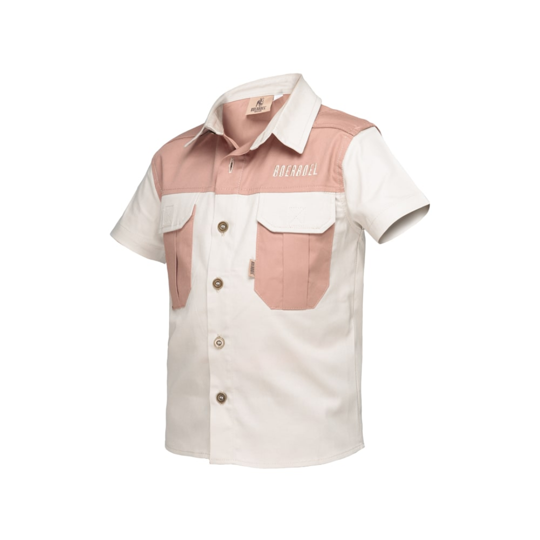 Boerboel Wear Kids Set Stone & Blush Pink shirt front view