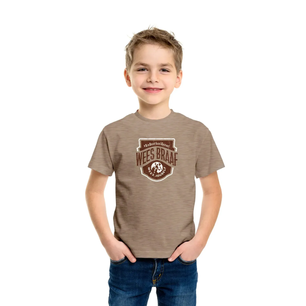 Boerboel Wear Kids T-Shirt Printed - Sand Melange "Braaf"