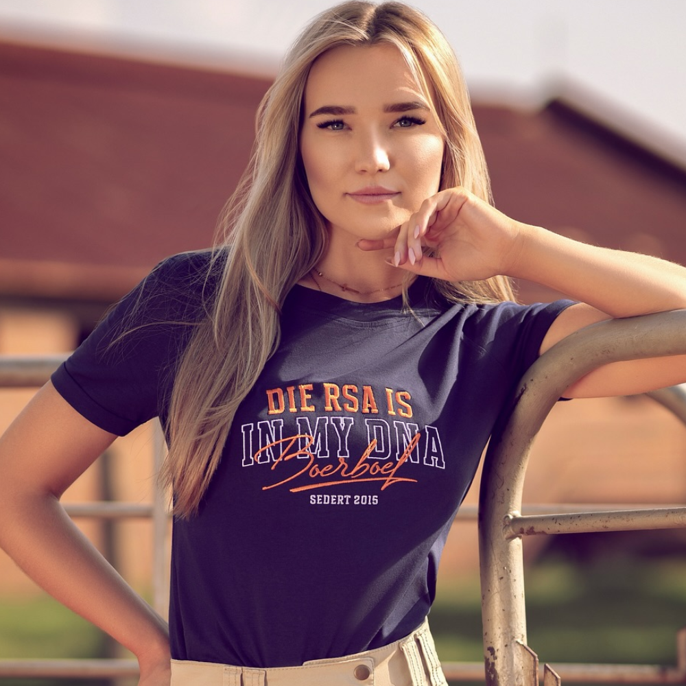 Boerboel Wear Ladies T-Shirt - Embroidered "RSA" Navy
