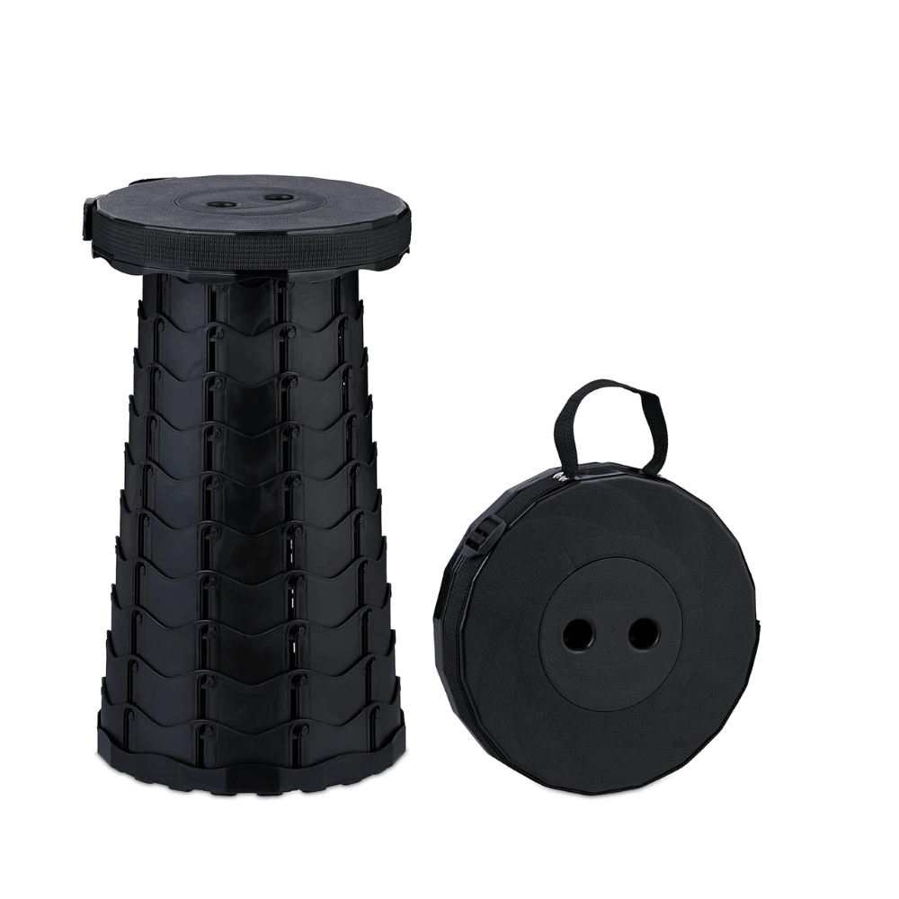 Foldable Telescopic Stool with Carry Strap - Black