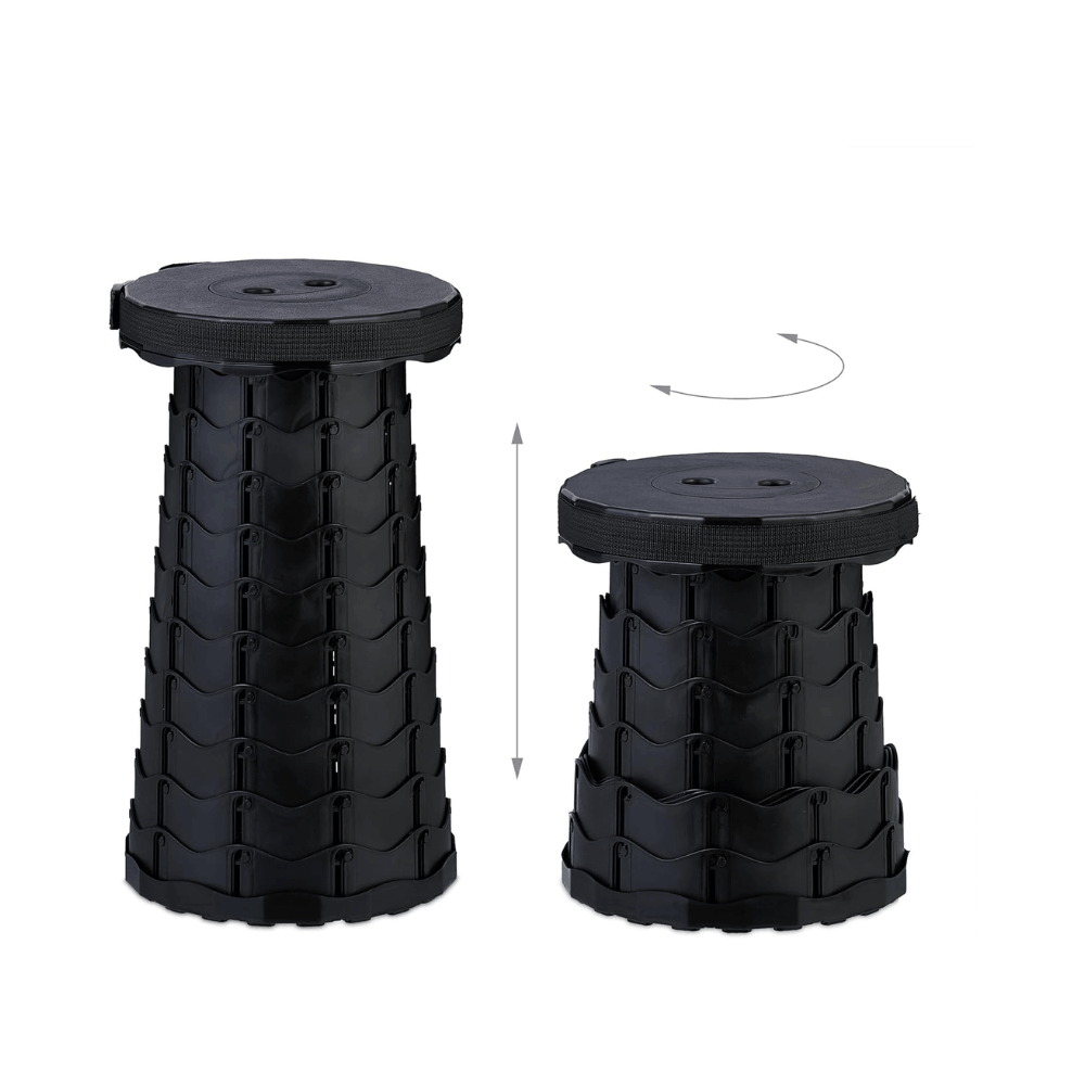Foldable Telescopic Stool with Carry Strap - Black