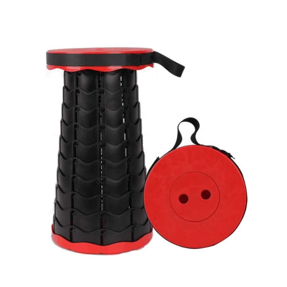Foldable Telescopic Stool with Carry Strap - Red